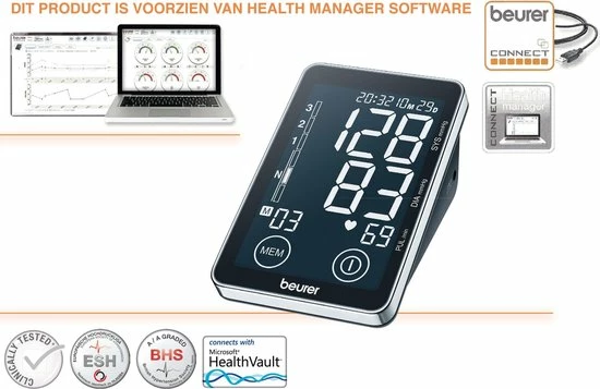 Beurer BM58 - Bloeddrukmeter Bovenarm - USB Data-overdracht - XL Touch Display 20 Beurer BM58 - Bloeddrukmeter Bovenarm - USB Data-overdracht - XL Touch Display - Afbeelding 18