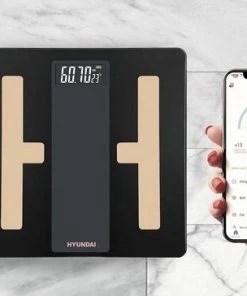 Hyundai Electronics Hyundai - Digitale Personenweegschaal Met Bluetooth En Lichaamsanalyse - Limited Zwart/Roségoud Editon
