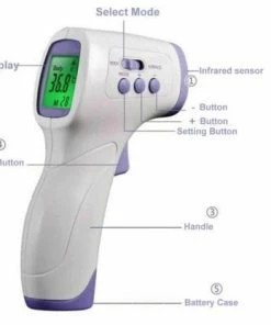 Hurconn Contactloze Infrarood Temperatuur Meter| Thermometer| Koortsmeter | Non Contact Voorhoofd Meter| Temperatuurmeter Voor Koorts Met LCD Display | Voor Kinderen | Volwassenen| Digitaal | Digitale IR Thermometers