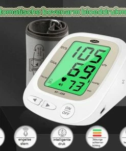 Cofoe Bloeddrukmeter - Bloeddrukmeter Bovenarm - Digitale Hartslagmeter Met Engelse Stemfunctie - 3 Kleur Lcd Monitor - Dubbele Voedingsmethoden - 4 AA-Batterijn (NIET INBEGREPEN) - Normaal Armband 23-33cm - Wit