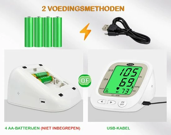 Cofoe Bloeddrukmeter - Bloeddrukmeter Bovenarm - Digitale Hartslagmeter Met Engelse Stemfunctie - 3 Kleur Lcd Monitor - Dubbele Voedingsmethoden - 4 AA-Batterijn (NIET INBEGREPEN) - Normaal Armband 23-33cm - Wit 5 Cofoe Bloeddrukmeter - Bloeddrukmeter Bovenarm - Digitale Hartslagmeter Met Engelse Stemfunctie - 3 Kleur Lcd Monitor - Dubbele Voedingsmethoden - 4 AA-Batterijn (NIET INBEGREPEN) - Normaal Armband 23-33cm - Wit - Afbeelding 3