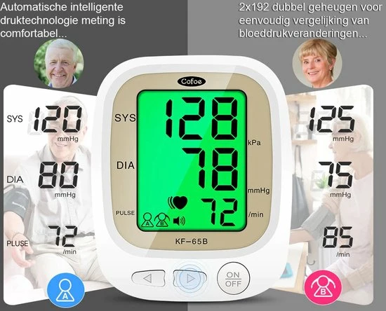 Cofoe Bloeddrukmeter - Bloeddrukmeter Bovenarm - Digitale Hartslagmeter Met Engelse Stemfunctie - 3 Kleur Lcd Monitor - Dubbele Voedingsmethoden - 4 AA-Batterijn (NIET INBEGREPEN) - Normaal Armband 23-33cm - Wit 12 Cofoe Bloeddrukmeter - Bloeddrukmeter Bovenarm - Digitale Hartslagmeter Met Engelse Stemfunctie - 3 Kleur Lcd Monitor - Dubbele Voedingsmethoden - 4 AA-Batterijn (NIET INBEGREPEN) - Normaal Armband 23-33cm - Wit - Afbeelding 10