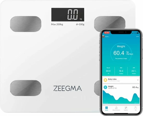 Zeegma Gewit - SMART Personenweegschaal - 15 Parameters - 200kg - LCD - APP 5 Zeegma Gewit - SMART Personenweegschaal - 15 Parameters - 200kg - LCD - APP - Afbeelding 3
