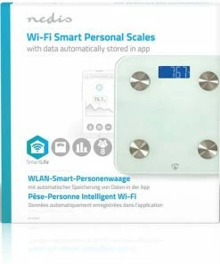 Nedis SmartLife Personenweegschaal | Wi-Fi | BMR / Botten / Gewicht / Spieren / Vet / Water | 8 Geheugenplaatsen | Piekbelasting: 180 Kg | Android™ / IOS | Glas | Wit -Medisana Sales 550x472 6