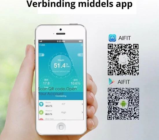 Supremium Smart Weegschaal L Bluetooth L BMI L Sport/Dieet L Antislip L ABS L Wit 6 Supremium Smart Weegschaal L Bluetooth L BMI L Sport/Dieet L Antislip L ABS L Wit - Afbeelding 4