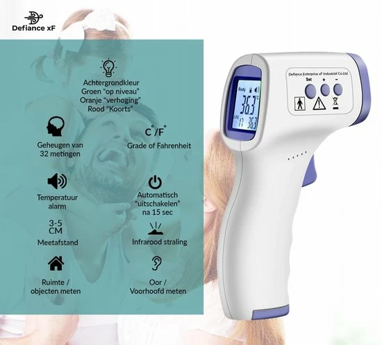 Defiance XF Defiance?? XF Infrarood Thermometer COVID-19 / Thermometer Koorts 8 Defiance XF Defiance?? XF Infrarood Thermometer COVID-19 / Thermometer Koorts - Afbeelding 6