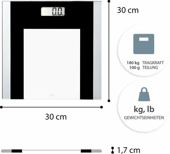 Ade Personenweegschaal Digitaal Ylvie 30 Cm Glas Zwart/wit Ade Personenweegschaal Digitaal Ylvie 30 Cm Glas Zwart/wit -Medisana Sales 550x498 6