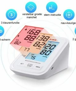 Sannuo Bloeddrukmeter Bovenarm - Saturatiemeter - Digitale Bloeddrukmeter - Bp Monitor 3 Kleur Lcd - Hartslagmeter ? Wit -Medisana Sales 550x511 2