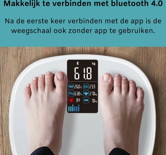 Multifun Slimme Weegschaal Met App - Luxe Lichaamsanalyse Personenweegschaal - Bluetooth - IOS En Android - Incl. Batterijen 8 Multifun Slimme Weegschaal Met App - Luxe Lichaamsanalyse Personenweegschaal - Bluetooth - IOS En Android - Incl. Batterijen - Afbeelding 6