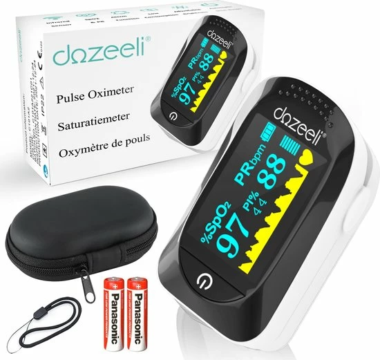 Dozeeli? Saturatiemeter Zuurstofmeter Vinger - Oximeter - FAGG Medische Kwalificatie En Inspectie + CE - NL Handleiding - Opberghoes Koord + Panasonic Batteijen - Wit 3 Dozeeli? Saturatiemeter Zuurstofmeter Vinger - Oximeter - FAGG Medische Kwalificatie En Inspectie + CE - NL Handleiding - Opberghoes Koord + Panasonic Batteijen - Wit