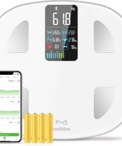 Multifun Slimme Weegschaal Met App - Luxe Lichaamsanalyse Personenweegschaal - Bluetooth - IOS En Android - Incl. Batterijen