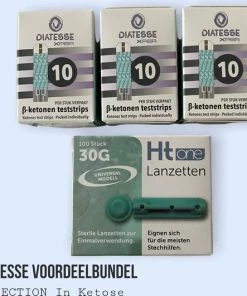 Diatesse Xper 30 Ketonen Strips En 100 Lancetten 30G | Ketonen Meten | Voordeelbundel!