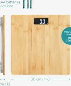 Navaris Stijlvolle Bamboe Digitale Weegschaal - Met Wit Op Zwart Lcd-scherm - Geeft Lichaamsgewicht Weer In ST/LBS/KG - Capaciteit 180 Kilogram -Medisana Sales 550x539 9
