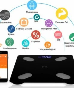 MeditorPlus Slimme 13-In-1 LCD Personenweegschaal Met App Functie - Meet O.a. BMI, Lichaamsvet En Spiermassa