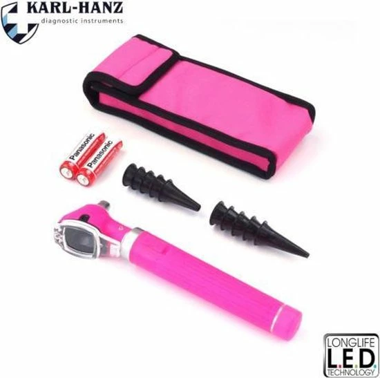 Karl-Hanz Fiber Optic Otoscoop Roze Met LED Verlichting 3 Karl-Hanz Fiber Optic Otoscoop Roze Met LED Verlichting