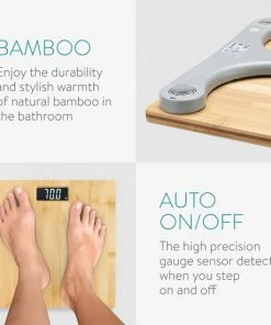 Navaris Stijlvolle Bamboe Digitale Weegschaal - Met Wit Op Zwart Lcd-scherm - Geeft Lichaamsgewicht Weer In ST/LBS/KG - Capaciteit 180 Kilogram -Medisana Sales 550x550 128