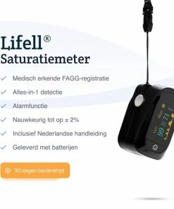 Lifell Medische Saturatiemeter - Hartslag Meter & Zuurstofmeter - Oximeter - NL Handleiding + Batt - Zwart -Medisana Sales 550x550 137