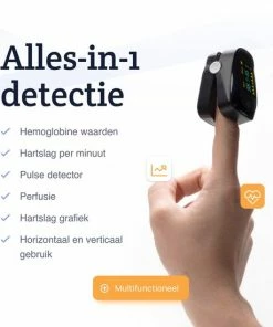 Lifell Medische Saturatiemeter - Hartslag Meter & Zuurstofmeter - Oximeter - NL Handleiding + Batt - Zwart -Medisana Sales 550x550 138