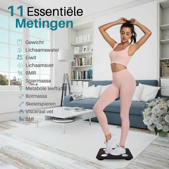 Mondio Personenweegschaal Slimme Weegschaal ? Met Lichaamsanalyse ? Vetpercentage Meter ? 11 Meetfuncties ? Digitale Weegschaal Met App 5 Mondio Personenweegschaal Slimme Weegschaal ? Met Lichaamsanalyse ? Vetpercentage Meter ? 11 Meetfuncties ? Digitale Weegschaal Met App - Afbeelding 3