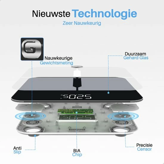 Mondio Personenweegschaal Slimme Weegschaal ? Met Lichaamsanalyse ? Vetpercentage Meter ? 11 Meetfuncties ? Digitale Weegschaal Met App 11 Mondio Personenweegschaal Slimme Weegschaal ? Met Lichaamsanalyse ? Vetpercentage Meter ? 11 Meetfuncties ? Digitale Weegschaal Met App - Afbeelding 9