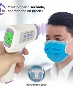 Yiercom Medische Infrarood Thermometer - Voorhoofd Thermometer - Meting Lichaamstemperatuur - Koortsthermometer - Voor Kinderen En Volwassenen - Incl Oppervlakte Temperatuur Functie - Met Geheugen - Inclusief Batterijen