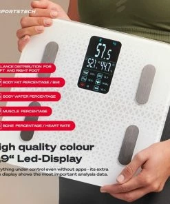 Sportstech Weegschaal - Groot Display - 30 Dagen Acculooptijd - BBS300 - Personenweegschaal - Wit -Medisana Sales 550x550 294