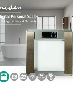 Nedis Personenweegschaal | Digitaal | Zilver | Gehard Glas | Maximaal Weegvermogen: 180 Kg | Lichaamsanalyse -Medisana Sales 550x550 343