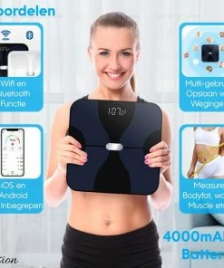 Merkloos Weegschaal ? Smart Personenweegschaal ? Slimme Weegschaal Met App ? BMI ? Vetpercentage - Multifunctioneel - Zwart -Medisana Sales 550x550 387