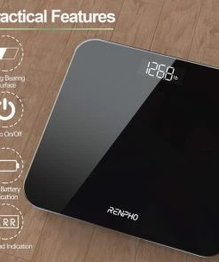 RENPHO Digitale Badkamerweegschaal Weegschaal Met Hoge Precisie Voor Het Lichaam Met Groot LED-Display, Step-On-Technologie, Capaciteit 180kg / 400lb, Zwart -Medisana Sales 550x550 399
