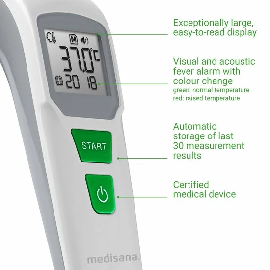 Medisana TM 760 Infrarood Multifunctionele Thermometer - Meet Contactloos Temperatuur Via Voorhoofd - Ook Andere Objecten 9 Medisana TM 760 Infrarood Multifunctionele Thermometer - Meet Contactloos Temperatuur Via Voorhoofd - Ook Andere Objecten - Afbeelding 7