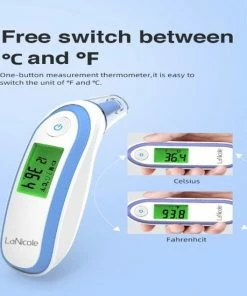 LaNicole-?-Infrarood-oor-voorhoofd-thermometer-Paars-Lichaamsthermometer-Kind-baby-volwassen-koorts -Medisana Sales 550x550 448