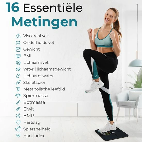E.volve Premium Slimme Weegschaal - 16x Lichaamsanalyse O.a. Vetpercentage - Digitale Personenweegschaal Met App - Bluetooth - Inclusief Analyse App 5 E.volve Premium Slimme Weegschaal - 16x Lichaamsanalyse O.a. Vetpercentage - Digitale Personenweegschaal Met App - Bluetooth - Inclusief Analyse App - Afbeelding 3