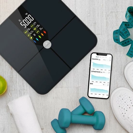 E.volve Premium Slimme Weegschaal - 16x Lichaamsanalyse O.a. Vetpercentage - Digitale Personenweegschaal Met App - Bluetooth - Inclusief Analyse App 14 E.volve Premium Slimme Weegschaal - 16x Lichaamsanalyse O.a. Vetpercentage - Digitale Personenweegschaal Met App - Bluetooth - Inclusief Analyse App - Afbeelding 12