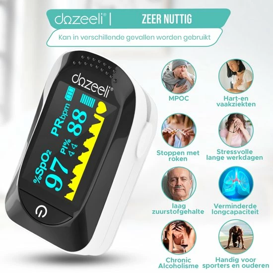 Dozeeli? Saturatiemeter Zuurstofmeter Vinger - Oximeter - FAGG Medische Kwalificatie En Inspectie + CE - NL Handleiding - Opberghoes Koord + Panasonic Batteijen - Wit 9 Dozeeli? Saturatiemeter Zuurstofmeter Vinger - Oximeter - FAGG Medische Kwalificatie En Inspectie + CE - NL Handleiding - Opberghoes Koord + Panasonic Batteijen - Wit - Afbeelding 7