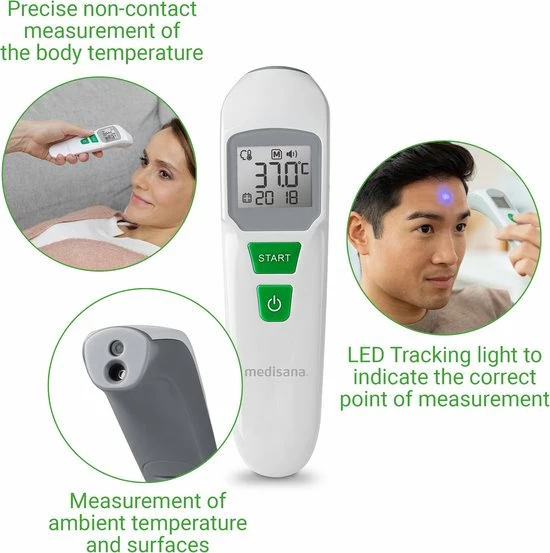 Medisana TM 760 Infrarood Multifunctionele Thermometer - Meet Contactloos Temperatuur Via Voorhoofd - Ook Andere Objecten 7 Medisana TM 760 Infrarood Multifunctionele Thermometer - Meet Contactloos Temperatuur Via Voorhoofd - Ook Andere Objecten - Afbeelding 5
