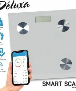 D?luxa Slimme Weegschaal - Opslag Voor 7 Personen - Meet 7 Lichaamgegevens - BMI - Vet - Spieren - Zilver -Medisana Sales 550x561