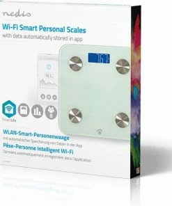 Nedis SmartLife Personenweegschaal | Wi-Fi | BMR / Botten / Gewicht / Spieren / Vet / Water | 8 Geheugenplaatsen | Piekbelasting: 180 Kg | Android™ / IOS | Glas | Wit -Medisana Sales 550x562 34
