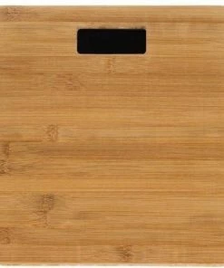 IsoTrade Digitale Houten Weegschaal Van Echt Bamboe, Draagvermogen 180 Kg, Digitale Weegschaal Op Batterijen 28 X 28 X 3 Cm