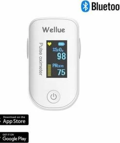 Wellue Saturatiemeter Met Mobiele App - Hartslagmeter - Zuurstofmeter Vinger - Bluetooth - Inclusief Batterijen - Wit - Pulse Oximeter