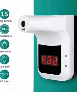 NF Thermometer Laser Professionele Automatische Toegangscontrole Thermometer D.m.v. Laserfunctie Op Het Voorhoofd Met Temperatuur Uitslag Via Digitale Display En Alarmfunctie Bij Koortsmeting. Gecertificeerd En AVG Goedgekeurd! Automatische Temperatuur En Koortsmeter