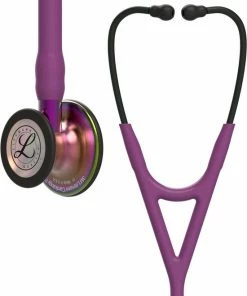 Littmann Cardiology IV Stethoscoop, Borststuk Met Regenboogafwerking, Pruimkleurige Slang, Paarse Steel En Zwarte Headset, 6205