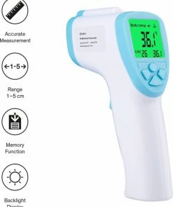 SINJI Infrarood Thermometer - CE Gecertificeerd - Meet Lichaamstemperatuur Contactloos - Voorhoofd - Hygiënisch - LCD Display