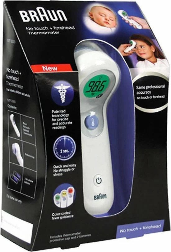 Braun 3 In 1 No Touch Thermometer BNT400 - Voorhoofd - Koorts-thermometer - Infrared Lichaamsthermomete 4 Braun 3 In 1 No Touch Thermometer BNT400 - Voorhoofd - Koorts-thermometer - Infrared Lichaamsthermomete - Afbeelding 2