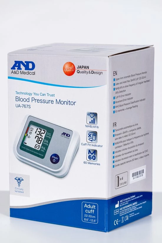 A&D Medical A&D UA-767S Bloeddrukmeter - Bovenarm - 22-32cm - 60 Geheugenplaatsen - Aanbevolen Nederlandse Hartstichting 8 A&D Medical A&D UA-767S Bloeddrukmeter - Bovenarm - 22-32cm - 60 Geheugenplaatsen - Aanbevolen Nederlandse Hartstichting - Afbeelding 6